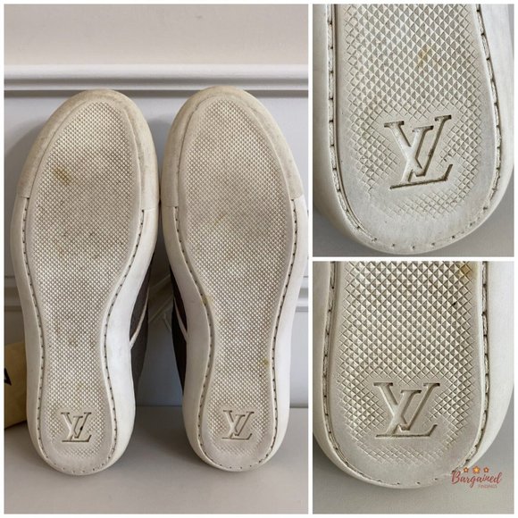Authentic Louis Vuitton Gray/White Monogram Canvas Leather FrontRow Sneakers 5.5 - Picture 6 of 14
